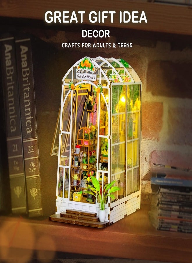 Fimeetoy Book Nook Kits for Adults, Miniature House Dollhouse Kit for Teens, DIY Crafts for Adults, Bookshelf Decor Garden House with LED Light, Gifts for Family and Friends - Image 2